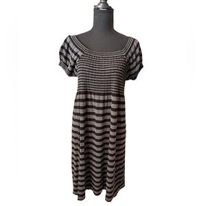 Womens JJ Authentic black & gray striped short sleeved dress M/L